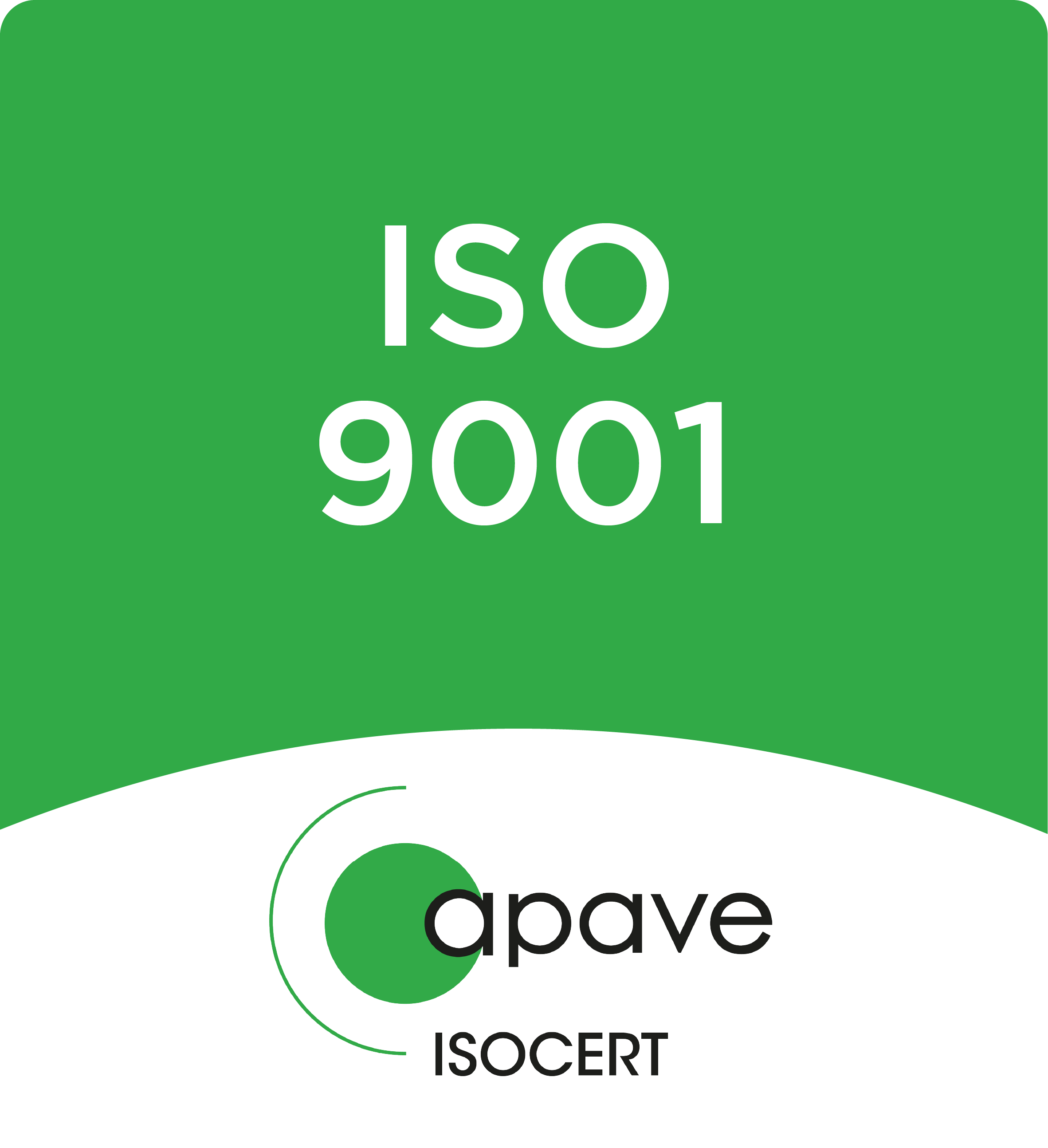 Sertifikat ISO 9001:2015 — Apave Isocert